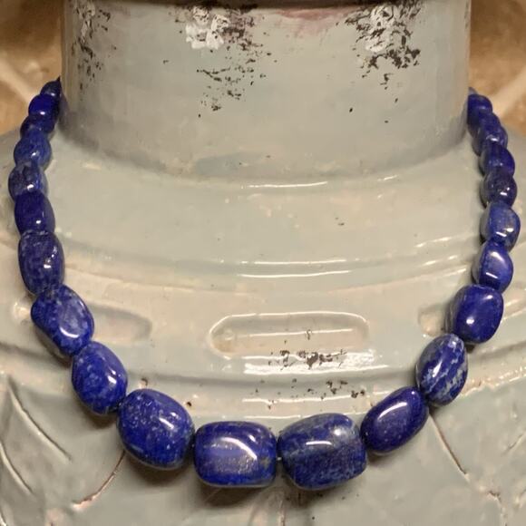 Jay King Necklace Sterling Silver & Lapis Lazuli Graduating Oblong Beaded - Picture 1 of 9